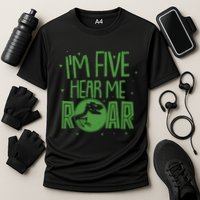 Funny I'm Five Hear Me Roar Birthday Cooling Performance Crew T-Shirt