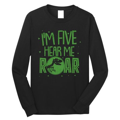 Funny I'm Five Hear Me Roar Birthday Long Sleeve Shirt