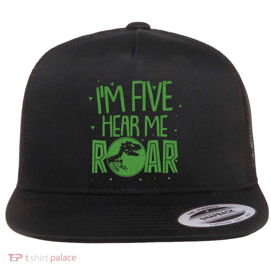 Funny I'm Five Hear Me Roar Birthday Flatbill Hat