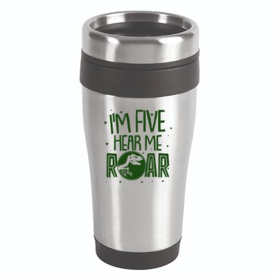 Funny I'm Five Hear Me Roar Birthday 16oz Travel Tumbler