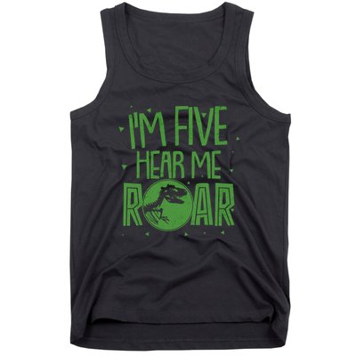 Funny I'm Five Hear Me Roar Birthday Tank Top