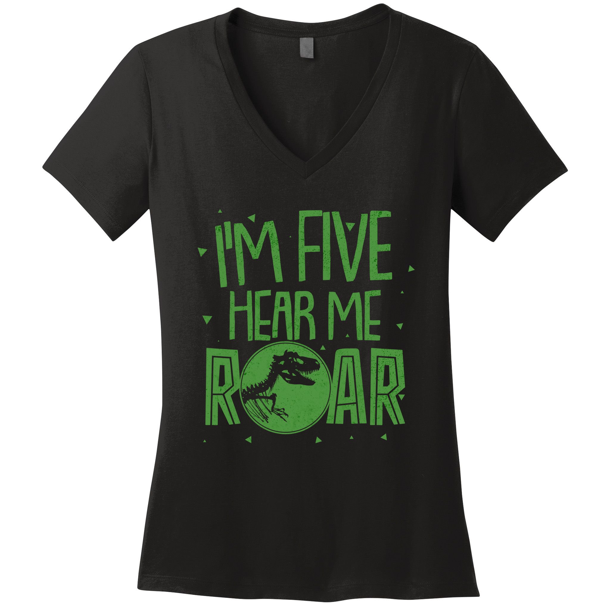 Funny I'm Five Hear Me Roar Birthday Women's V-Neck T-Shirt