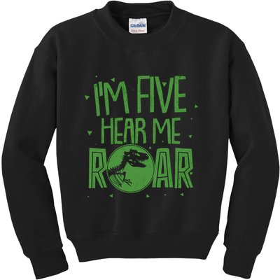 Funny I'm Five Hear Me Roar Birthday Kids Sweatshirt