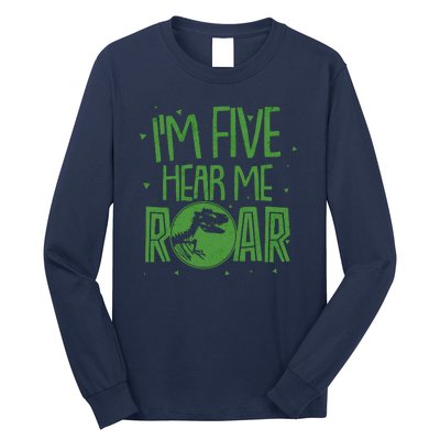 Funny I'm Five Hear Me Roar Birthday Long Sleeve Shirt