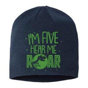 Funny I'm Five Hear Me Roar Birthday Sustainable Beanie