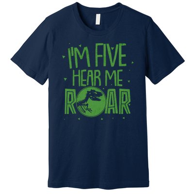 Funny I'm Five Hear Me Roar Birthday Premium T-Shirt