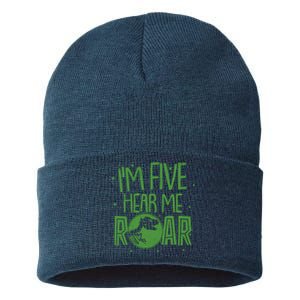 Funny I'm Five Hear Me Roar Birthday Sustainable Knit Beanie