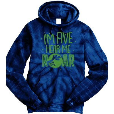 Funny I'm Five Hear Me Roar Birthday Tie Dye Hoodie