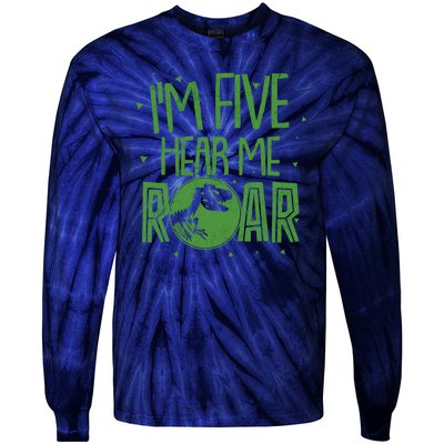 Funny I'm Five Hear Me Roar Birthday Tie-Dye Long Sleeve Shirt