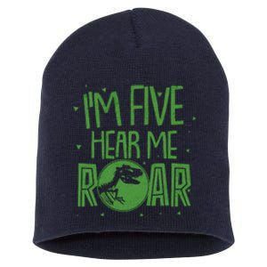 Funny I'm Five Hear Me Roar Birthday Short Acrylic Beanie