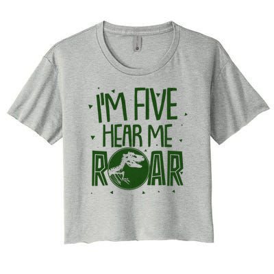 Funny I'm Five Hear Me Roar Birthday Women's Crop Top Tee