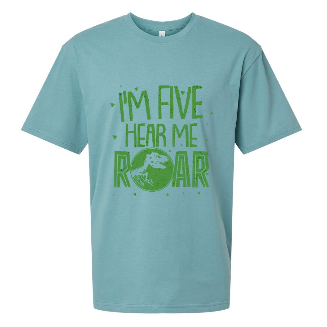 Funny I'm Five Hear Me Roar Birthday Sueded Cloud Jersey T-Shirt