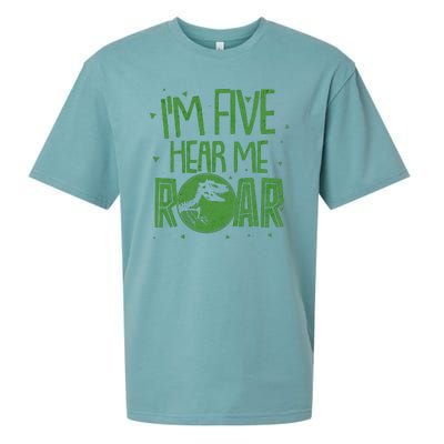 Funny I'm Five Hear Me Roar Birthday Sueded Cloud Jersey T-Shirt