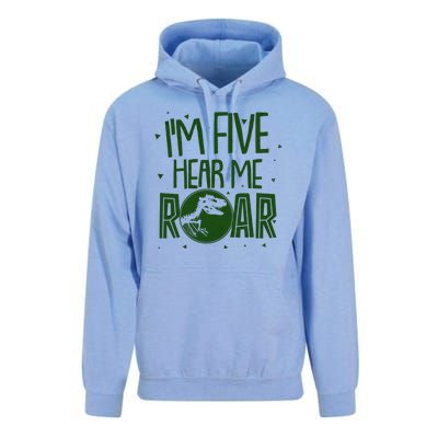 Funny I'm Five Hear Me Roar Birthday Unisex Surf Hoodie