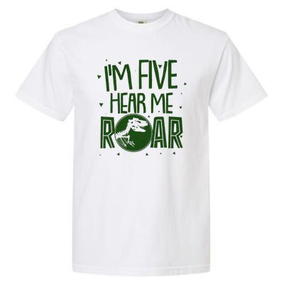 Funny I'm Five Hear Me Roar Birthday Garment-Dyed Heavyweight T-Shirt