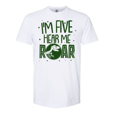 Funny I'm Five Hear Me Roar Birthday Softstyle CVC T-Shirt