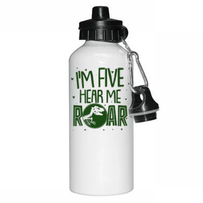 Funny I'm Five Hear Me Roar Birthday Aluminum Water Bottle 