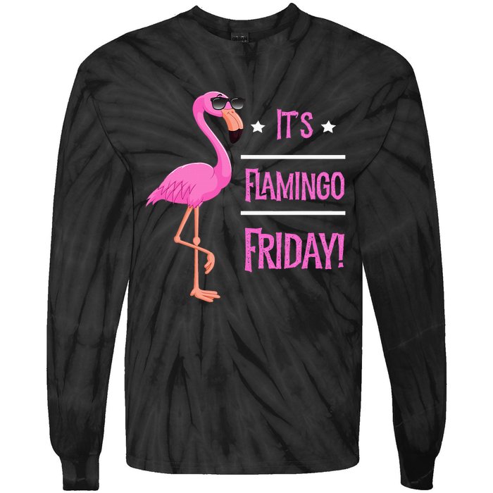 Flamingo It’S Flamingo Friday Birds Wearing Glasses Tie-Dye Long Sleeve Shirt