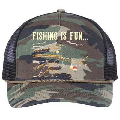 Fishing Is Fun... Bobbers Stuck In Tree Retro Rope Trucker Hat Cap