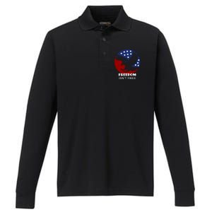 Freedom Isn't Free Patriotic Eagle Gift Performance Long Sleeve Polo