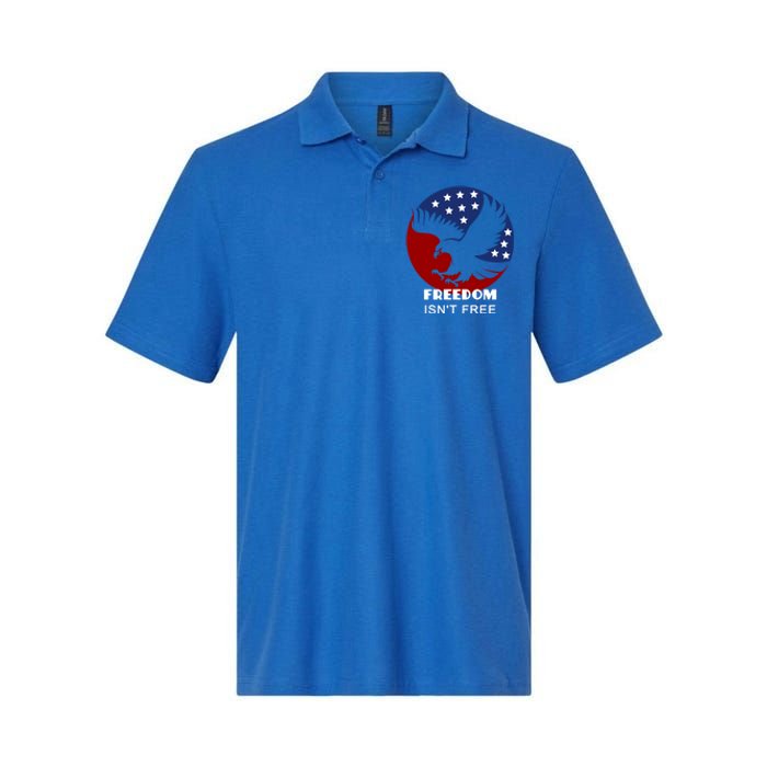 Freedom Isn't Free Patriotic Eagle Gift Softstyle Adult Sport Polo