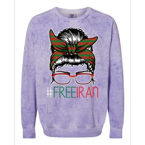 Free Iran Female Bun Women's Rights Colorblast Crewneck Sweatshirt