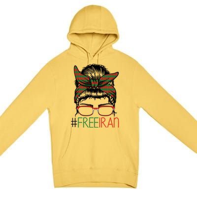 Free Iran Female Bun Women's Rights Premium Pullover Hoodie