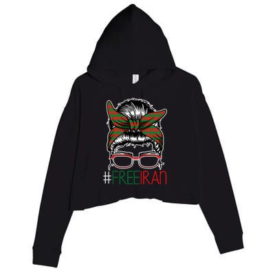 Free Iran Female Bun Women's Rights Crop Fleece Hoodie