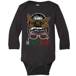 Free Iran Female Bun Women's Rights Baby Long Sleeve Bodysuit