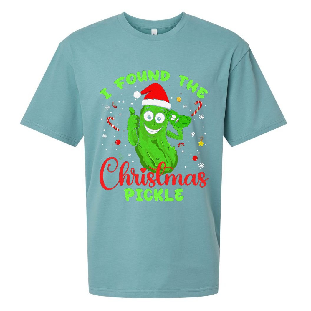 Funny I Found The Christmas Pickle Funny Xmas Party Gift Sueded Cloud Jersey T-Shirt
