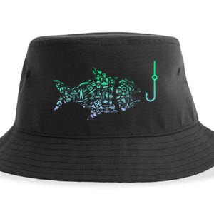 Fishing Icon For Fisherman Fish Hook Fishing Sustainable Bucket Hat