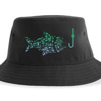 Fishing Icon For Fisherman Fish Hook Fishing Sustainable Bucket Hat