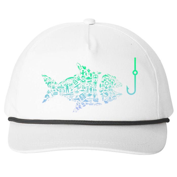 Fishing Icon For Fisherman Fish Hook Fishing Snapback Five-Panel Rope Hat