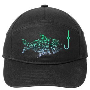 Fishing Icon For Fisherman Fish Hook Fishing 7-Panel Snapback Hat