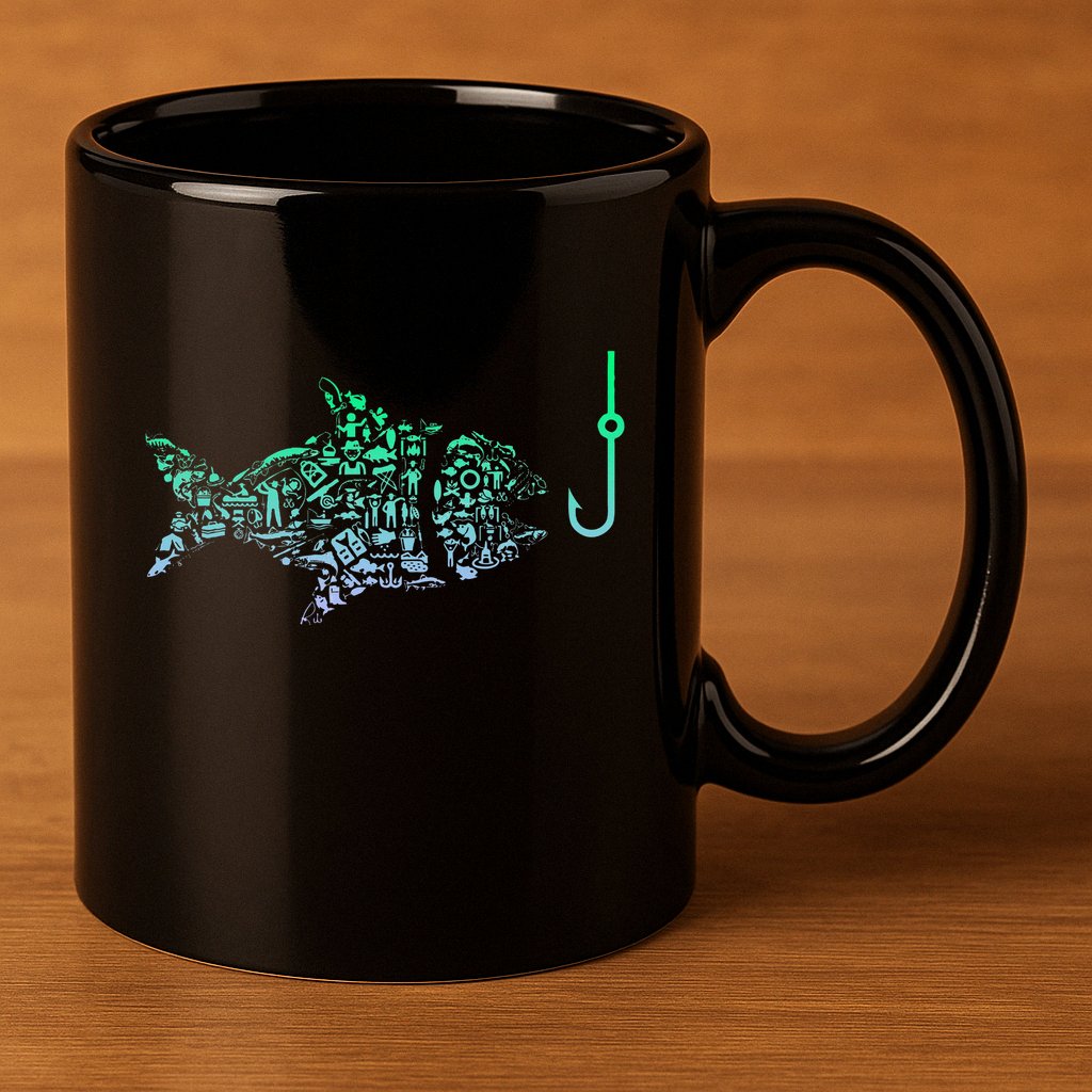 Fishing Icon For Fisherman Fish Hook Fishing 11oz C Handle Ceramic Mug