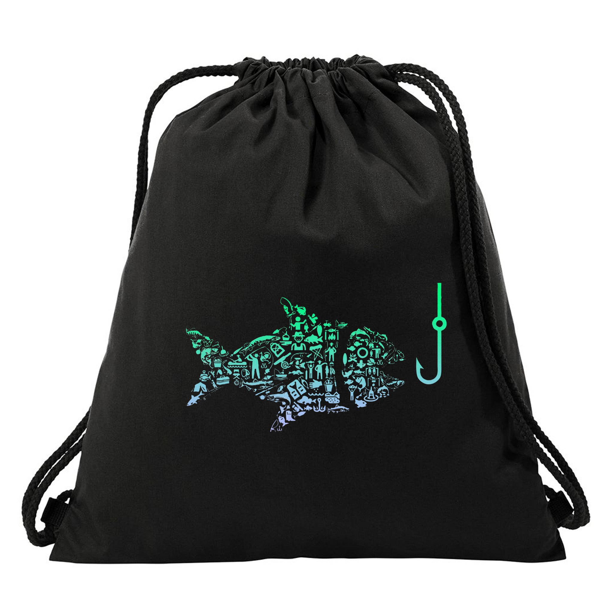 Fishing Icon For Fisherman Fish Hook Fishing Drawstring Bag