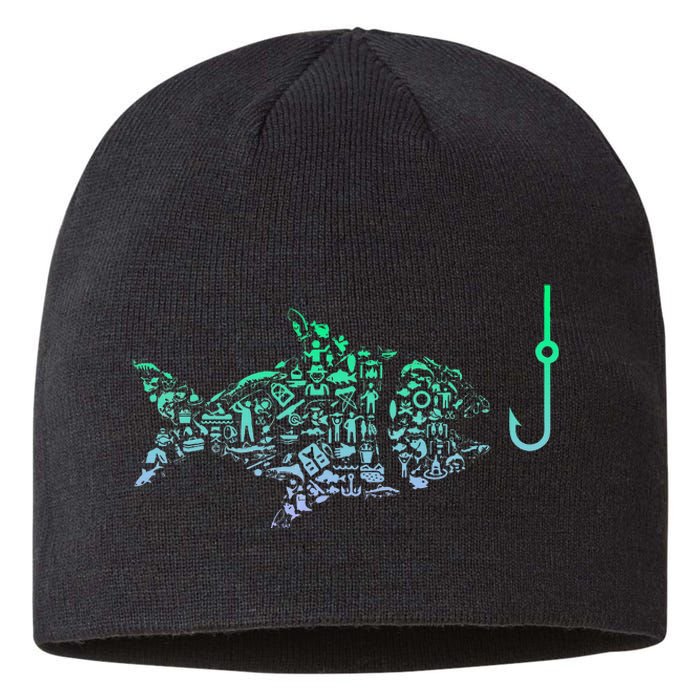 Fishing Icon For Fisherman Fish Hook Fishing Sustainable Beanie