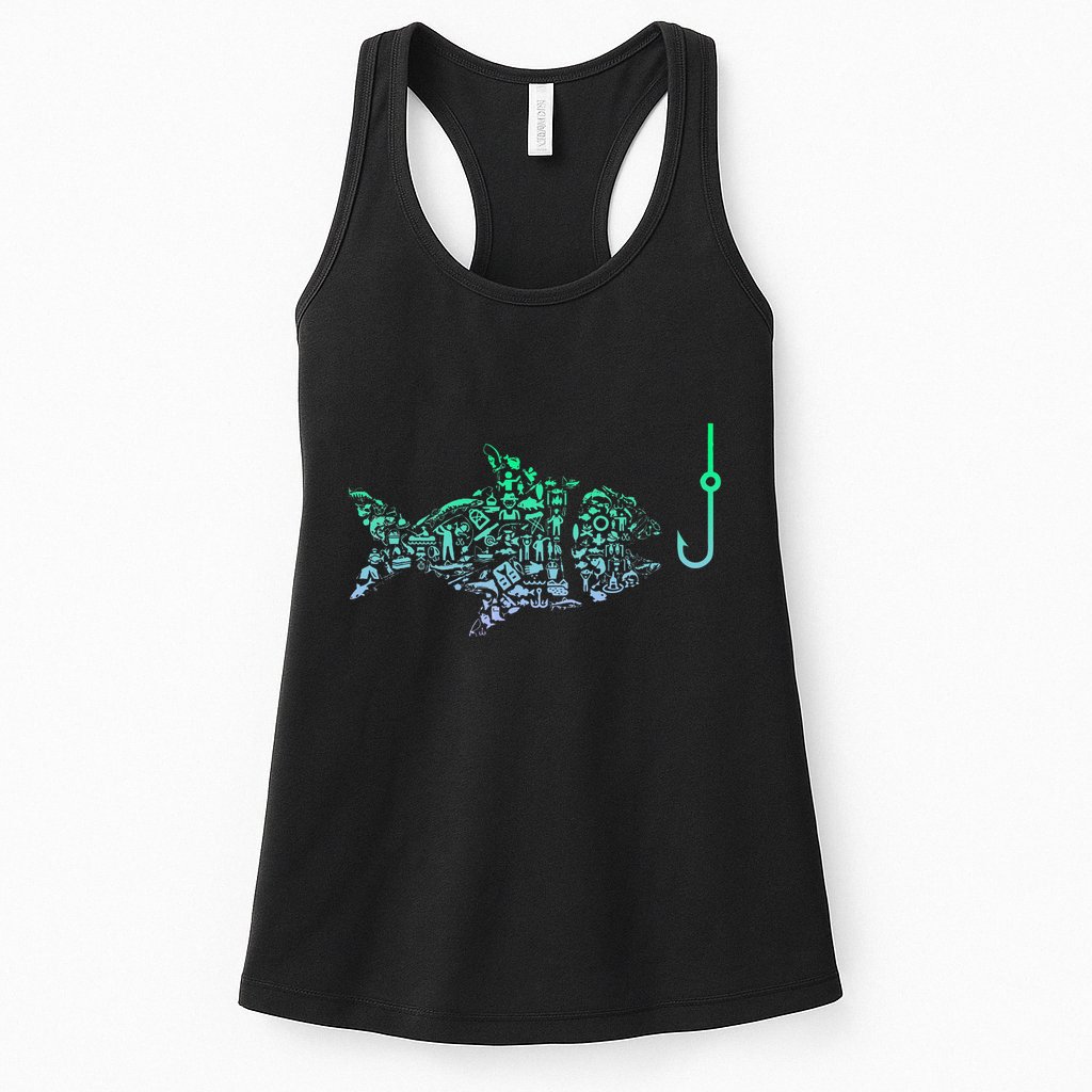 Fishing Icon For Fisherman Fish Hook Fishing Womens Tank Top