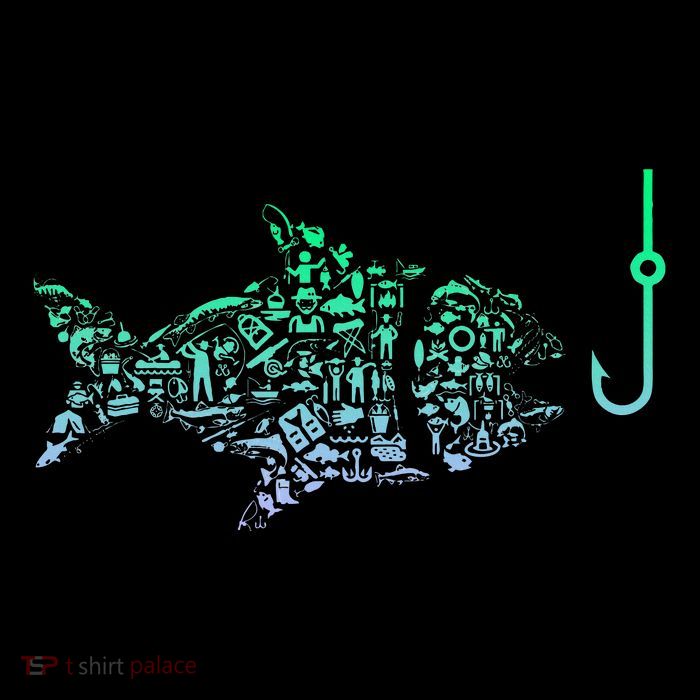 Fishing Icon For Fisherman Fish Hook Fishing Kids T-Shirt