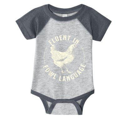 Fluent In Fowl Language Farm Animal Poultry Owner Infant Baby Jersey Bodysuit