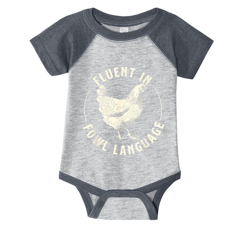 Fluent In Fowl Language Farm Animal Poultry Owner Infant Baby Jersey Bodysuit
