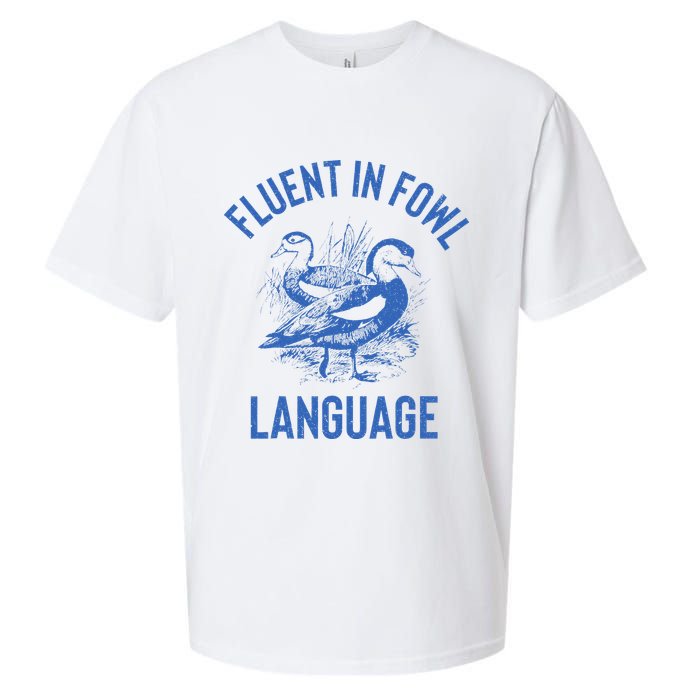 Fluent In Fowl Language Funny Swearing Cursing Ducks Joke Sueded Cloud Jersey T-Shirt
