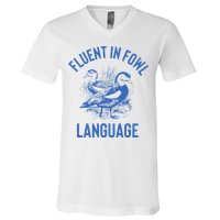 Fluent In Fowl Language Funny Swearing Cursing Ducks Joke V-Neck T-Shirt