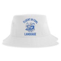 Fluent In Fowl Language Funny Swearing Cursing Ducks Joke Sustainable Bucket Hat