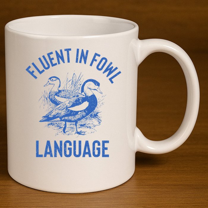 Fluent In Fowl Language Funny Swearing Cursing Ducks Joke 11oz C Handle Ceramic Mug