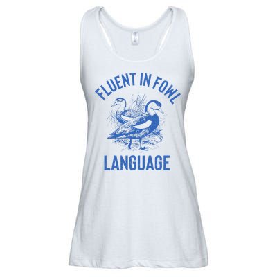 Fluent In Fowl Language Funny Swearing Cursing Ducks Joke Ladies Essential Flowy Tank
