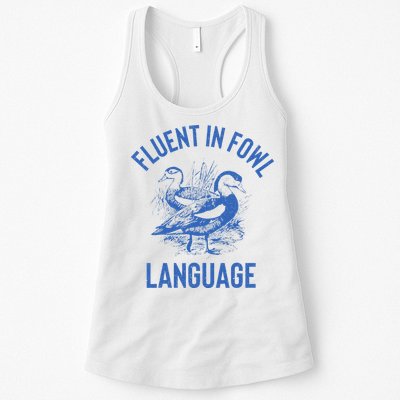 Fluent In Fowl Language Funny Swearing Cursing Ducks Joke Womens Tank Top