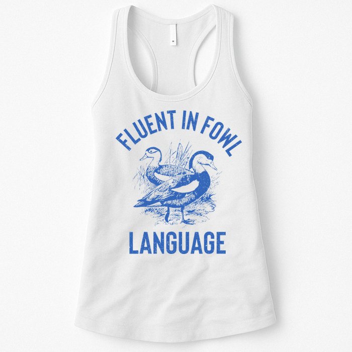 Fluent In Fowl Language Funny Swearing Cursing Ducks Joke Womens Tank Top