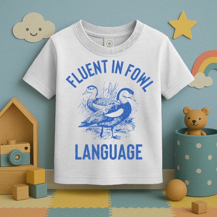 Fluent In Fowl Language Funny Swearing Cursing Ducks Joke Toddler T-Shirt