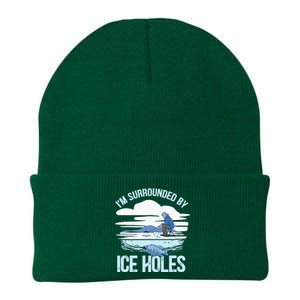 Funny Ice Fishing Gift For  Snow Holes Fisher Knit Cap Winter Beanie